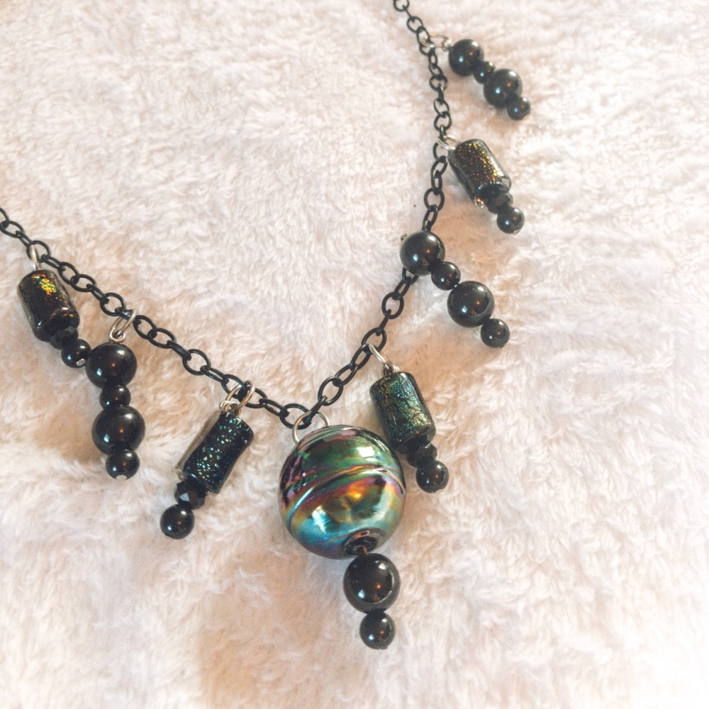 Black beaded necklace